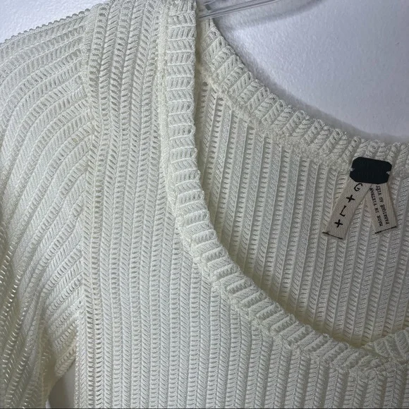 FREE PEOPLE Ribbed Long Sleeve Bone Color Blouse Top - Picture 4 of 13